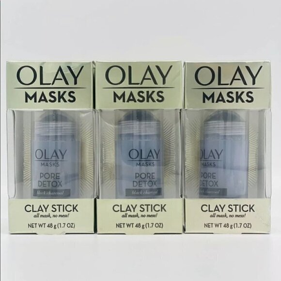 3 Face Mask by Olay Mask Clay Stick Pore Detox black charcoal new in boxes - Picture 1 of 3